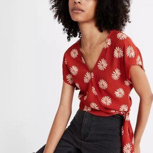 Madewell Sash-Tie Wrap Top in Daisy Daydream Size XS